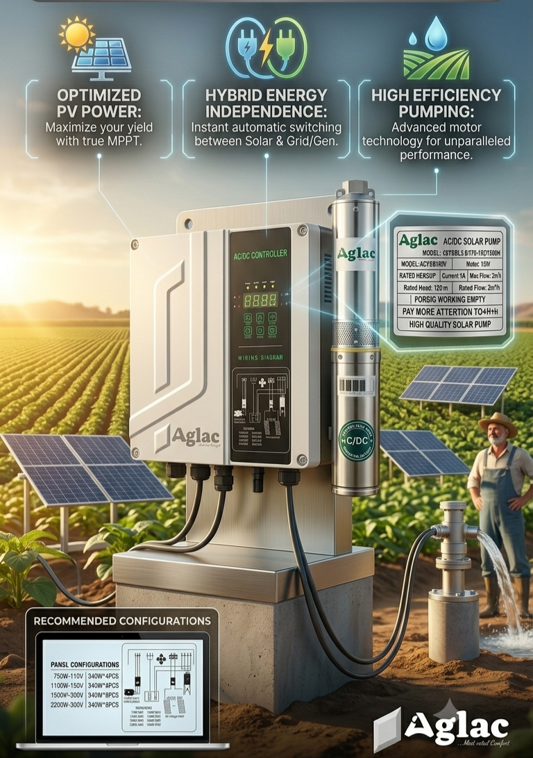 1.5HP AC DC HYBRID SOLAR WATER PUMP