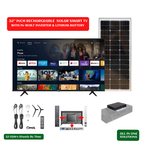 32"INCH RECHARGEABLE SOLAR SMART TV