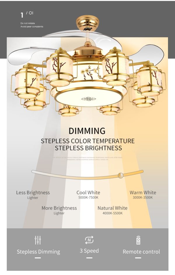 42 Inch Luxury Chandelier Fan With Mp3 Bluetooth Speaker - Image 7