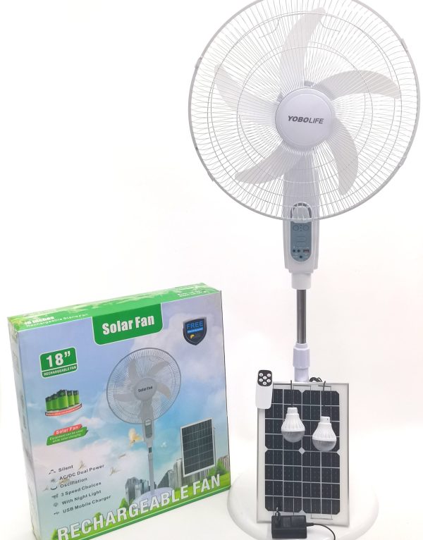16"INCH RECHARGEABLE AC/DC SOLAR STANDING FAN