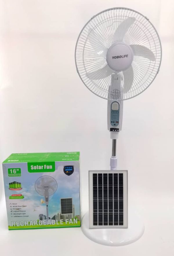 16"INCH RECHARGEABLE AC/DC SOLAR STANDING FAN - Image 6
