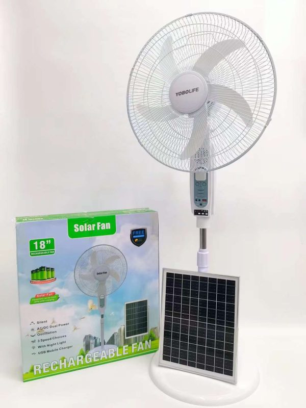16"INCH RECHARGEABLE AC/DC SOLAR STANDING FAN - Image 5